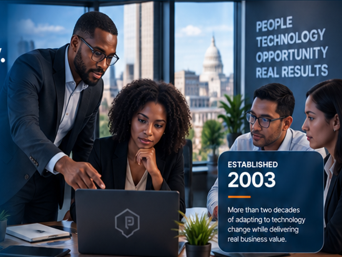 Technology professionals collaborating on business and AI solutions