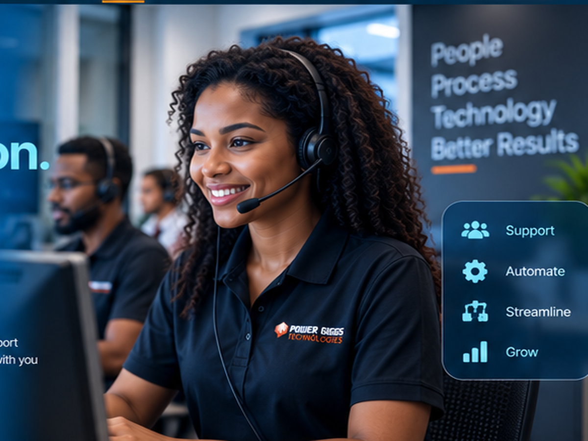 Customer support professional providing AI-enabled business process outsourcing services